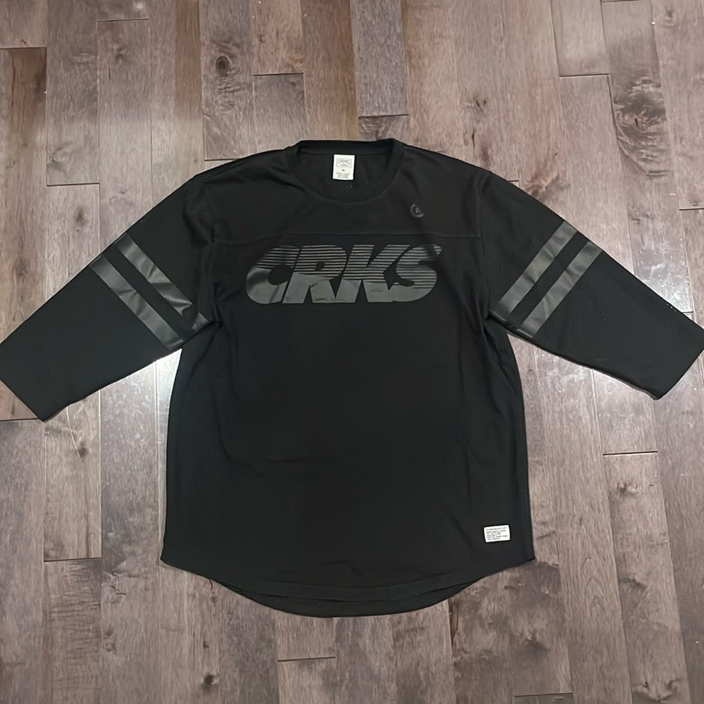 Crooks & Castles Black Long Sleeve Tee with Mesh Back and 3/4 sleeve length